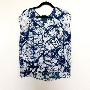 Heather Sleeveless Tie Dye Silk Shirt, Size M